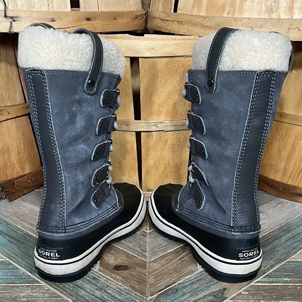 Sorel Joan of Arctic Gray Suede Waterproof Insulated Snow Boots Womens Size 5.5